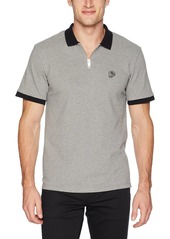 The Kooples Men's Men's Pique Polo Shirt with Contrasting Collar and Skull Patch  L