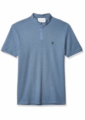 The Kooples Men's Men's Short-Sleeved Polo Shirt with Embroidered Logo on Chest Blue Denim Melange/Pinegreen L