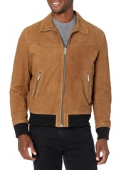 The Kooples Men's Men's Suede Leather Jacket with Colored Bands camo L
