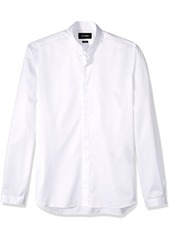 The Kooples Men's Men's Plain Cotton Dress Shirt with a Stand-Up Collar Shirt  XS
