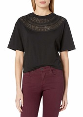 The Kooples Men's Women's T-Shirt with Neckline Embroidery Shirt