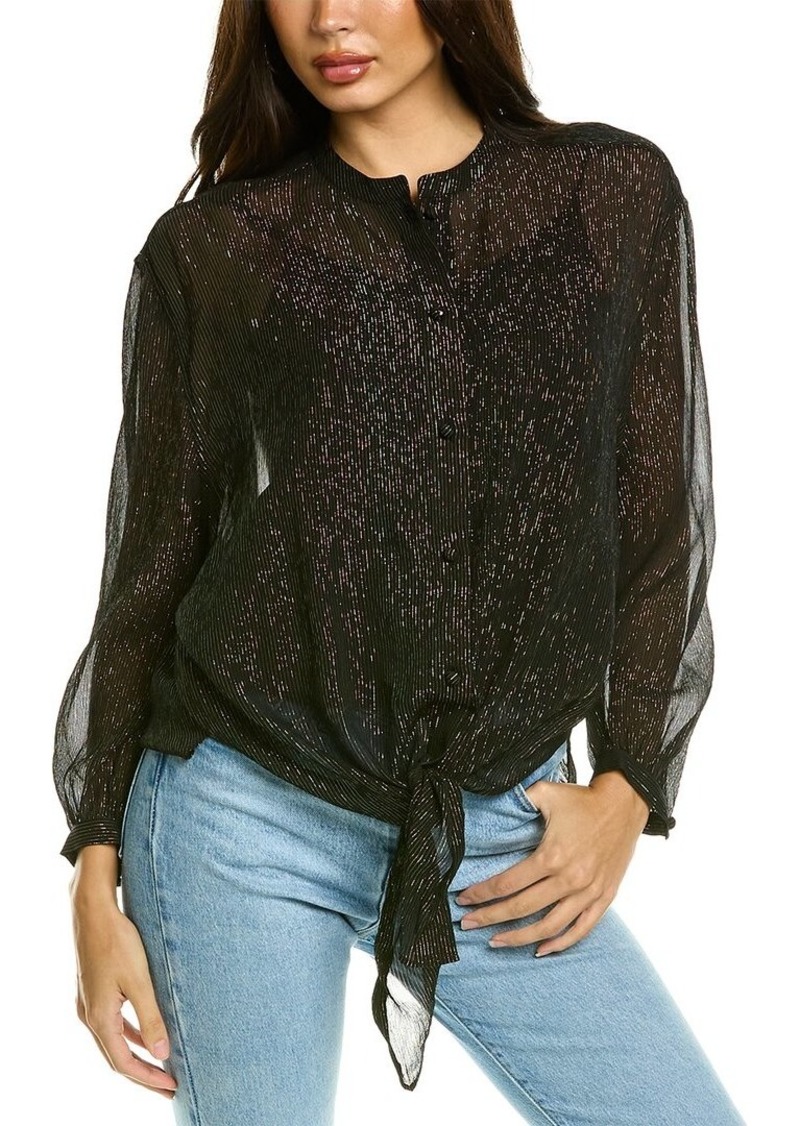 The Kooples Metallic Silk-Blend Shirt