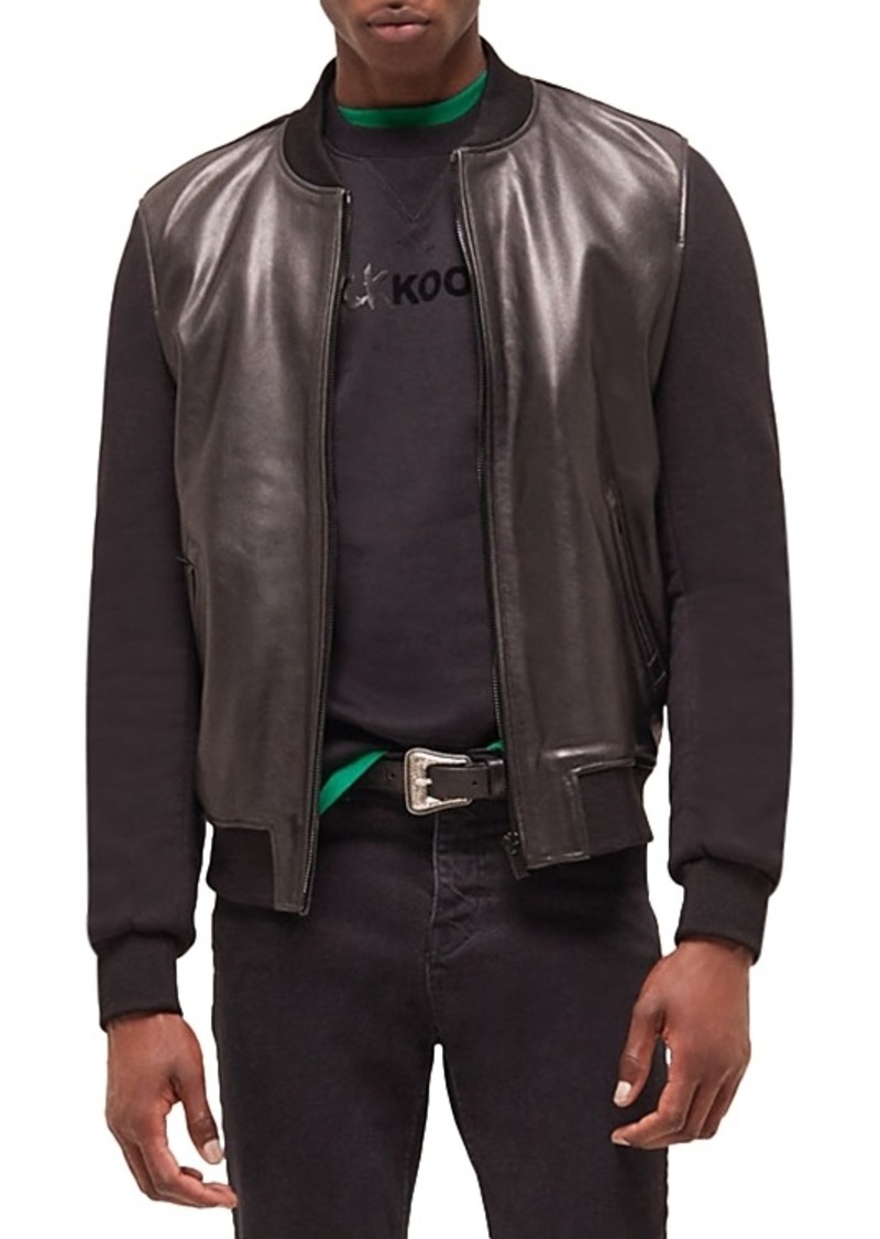 The Kooples Motard Leather Varsity Jacket