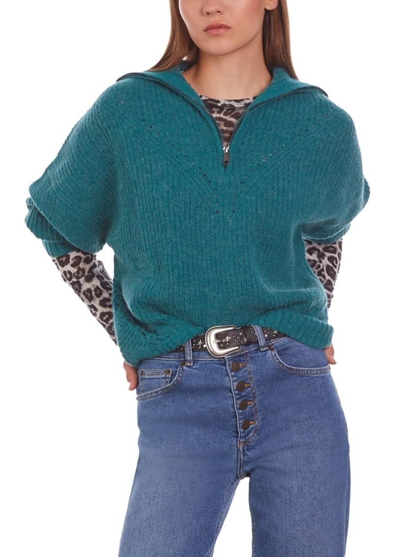The Kooples Open Knit Quarter Zip Sweater