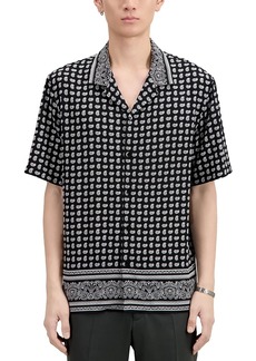 The Kooples Paisley Print Straight Fit Short Sleeve Button Down Camp Shirt