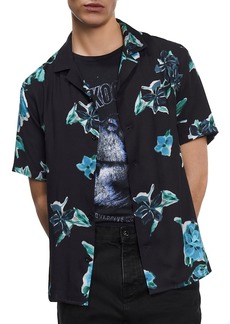 The Kooples Printed Short Sleeve Button Front Camp Shirt