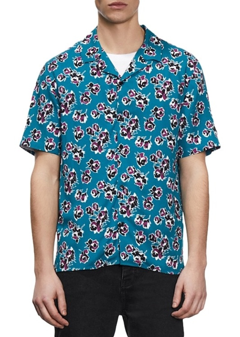 The Kooples Printed Short Sleeve Button Front Camp Shirt