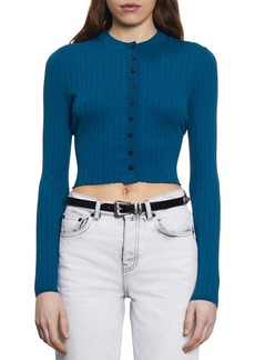 The Kooples Ribbed Cropped Cardigan