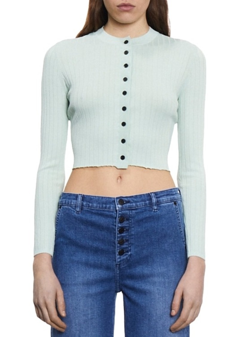 The Kooples Ribbed Cropped Cardigan
