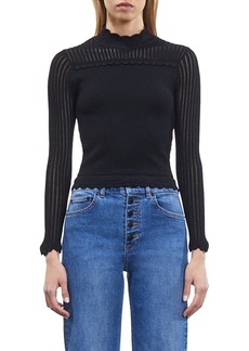 The Kooples Scalloped Trim Knit Top