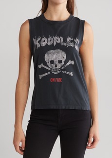 The Kooples Skull Graphic Jersey Muscle T-Shirt in Black Washed at Nordstrom Rack