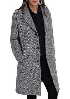 The Kooples Straight Fit British Serie Wool Over Coat