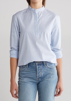 The Kooples Stripe Long Sleeve Cotton Button-Up Shirt in Blue White at Nordstrom Rack