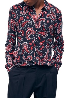 The Kooples Western Paisley Long Sleeve Button Front Shirt
