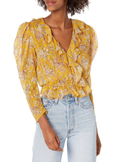 The Kooples Women's Women's Cropped Top with Ruffled Collar in A Floral Print Shirt
