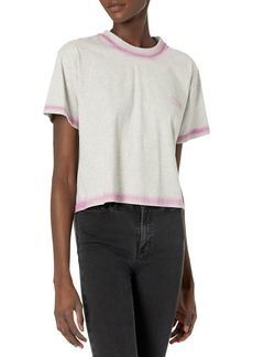 The Kooples Women's Gray Cotton T-Shirt with Pink Detailing Grey/Pink