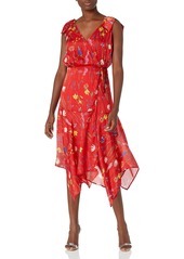 The Kooples Women's Women's Asymmetrical Midi Dress with Floral Print