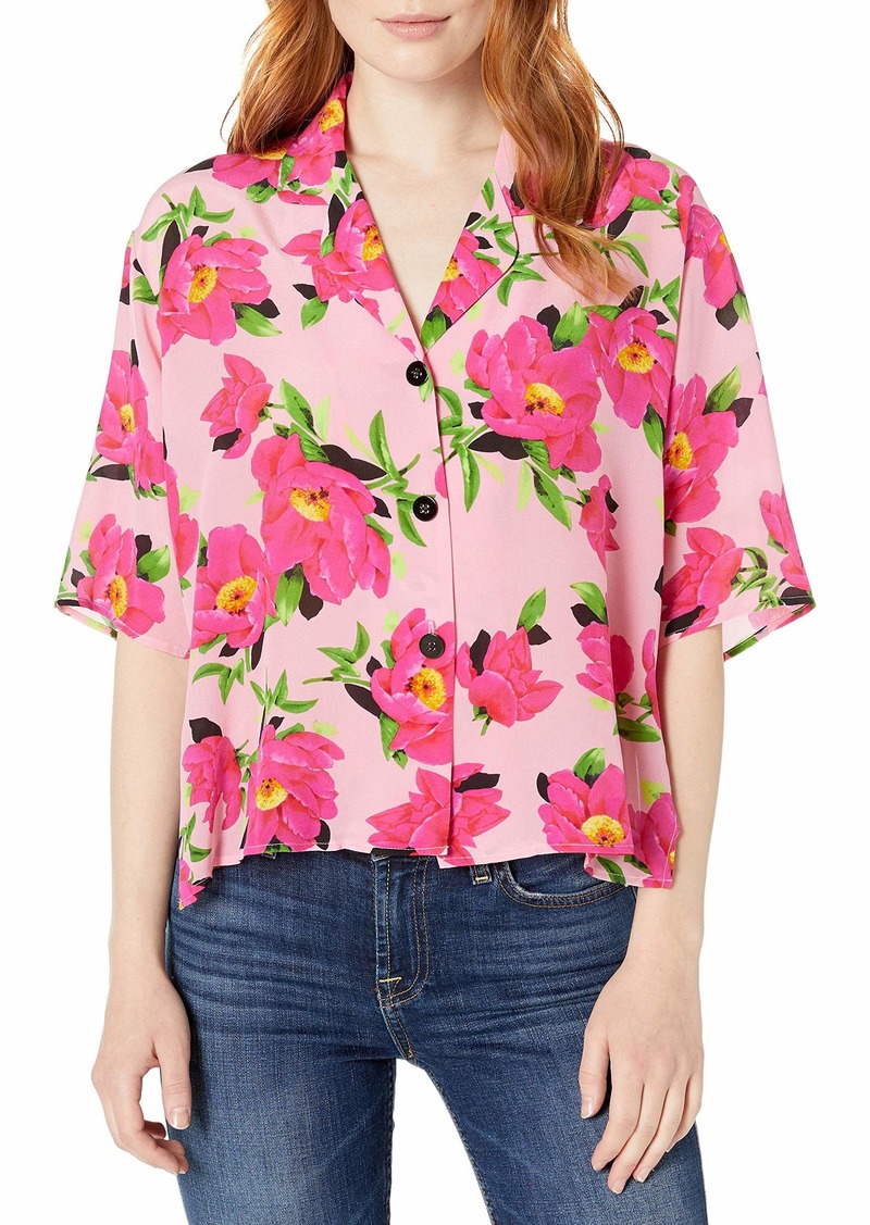 The Kooples Women's Women's Button Down Blouse with a Peony Flower Print Shirt