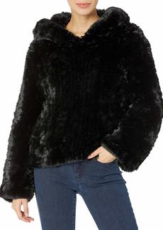 The Kooples Women's Hooded Faux Fur Sweatshirt BLA01