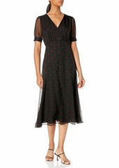 The Kooples Maxi Button-Down Short Sleeved Dress in a Heart Print