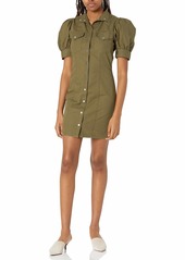 The Kooples Women's Women's Shirt-Style Button-Down Dress with Three Quarter Length Puffed Sleeves