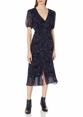 The Kooples Women's Women's V-Neck Dress with Sinched Waist in a Rose Print Dress