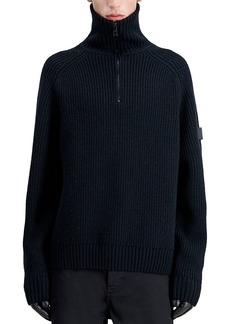 The Kooples Wool Comfort Fit Quarter Zip Roll Neck Sweater