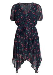 The Kooples V-Neck Cherry Print Asymmetric Dress