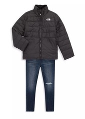 The North Face Little Girl's & Girl's Reversible Mossbud Swirl Jacket