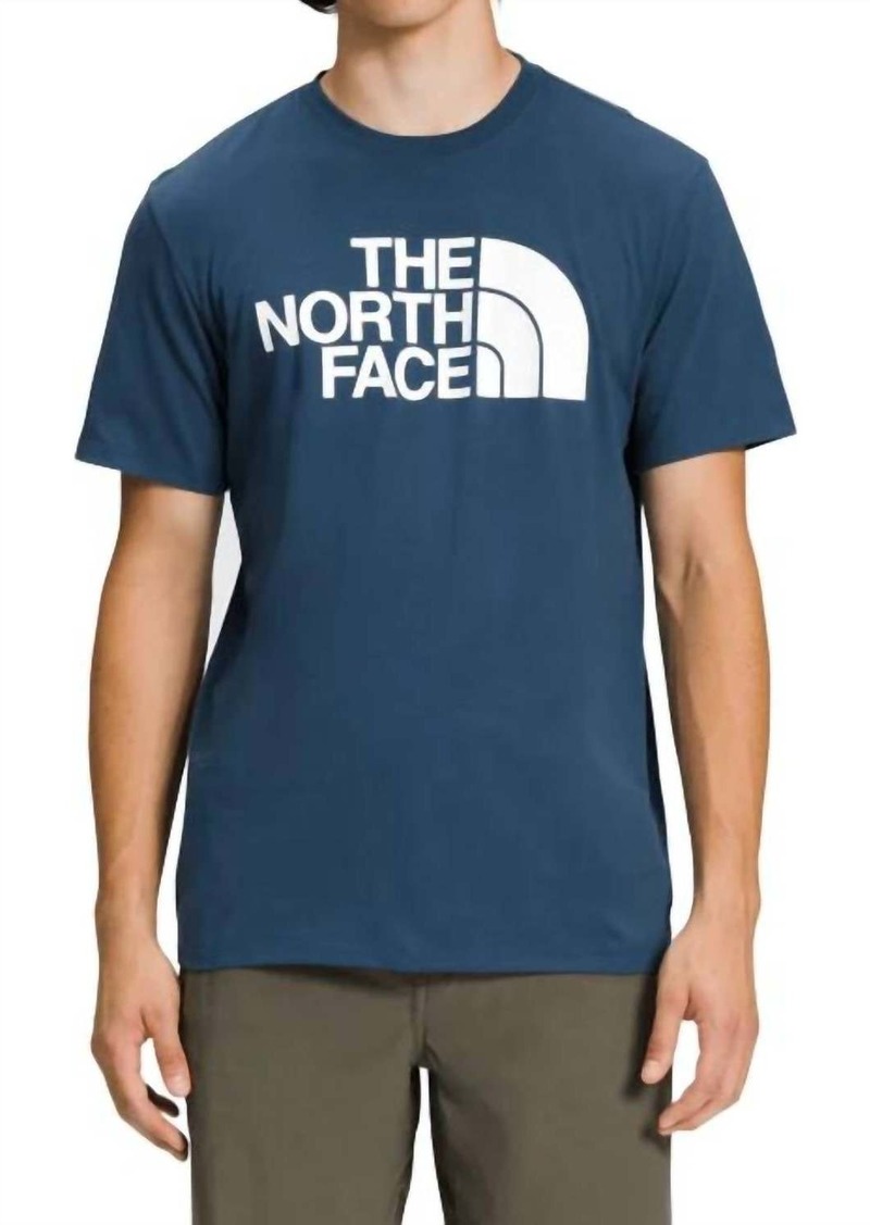 The North Face Men's Short Sleeves Half Dome Tee Top In Shady Blue,white