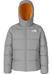 The North Face Boys' Reversible North Down Hooded Jacket, XXL, TNF Blk TNF Mkr Lgo Print