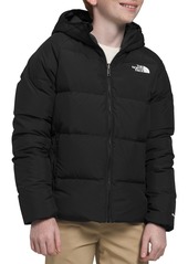 The North Face Boys' Reversible North Down Hooded Jacket, XXL, TNF Blk TNF Mkr Lgo Print