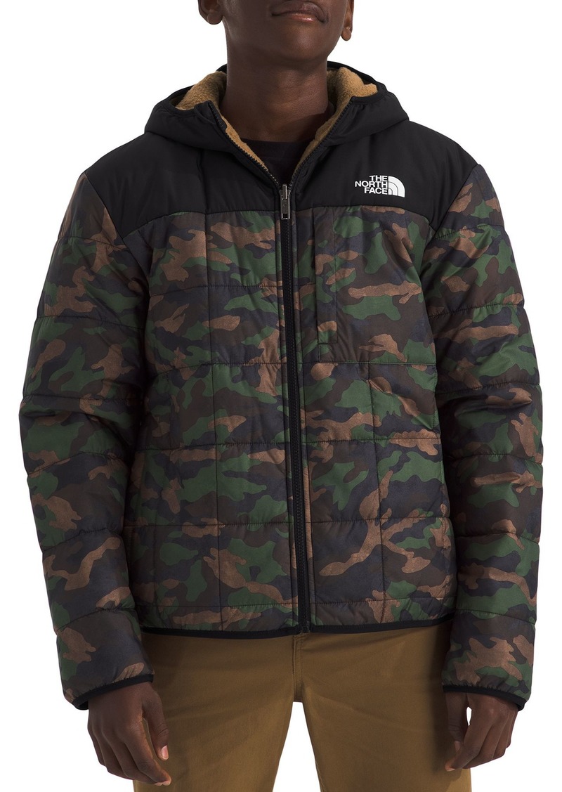 The North Face Boys' Reversible Shasta Hooded Full-Zip Jacket, XS, Tnf Black Tnf Camo Print