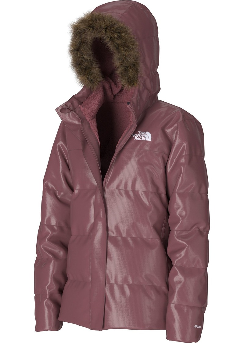 The North Face Girl's Printed North Down Fleece-Lined Parka, XS, Pink