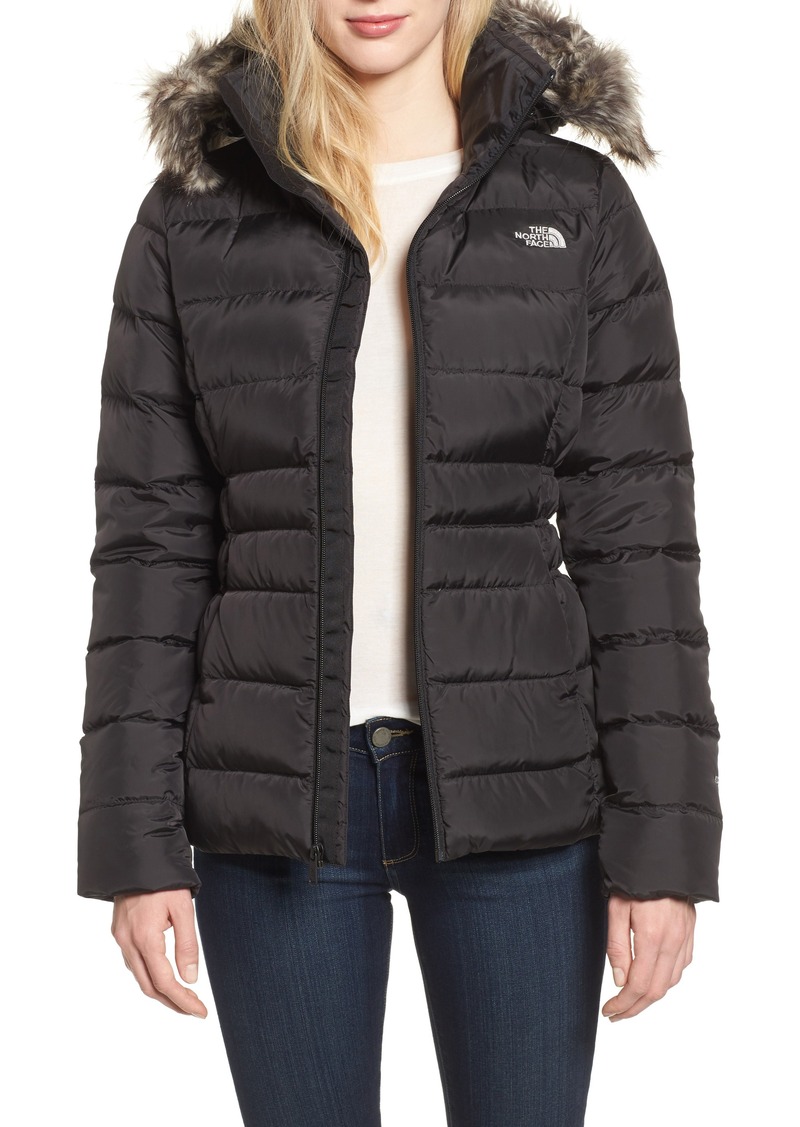 The North Face Gotham II Hooded Water Resistant 550-Fill-Power Down Jacket with Faux Fur Trim