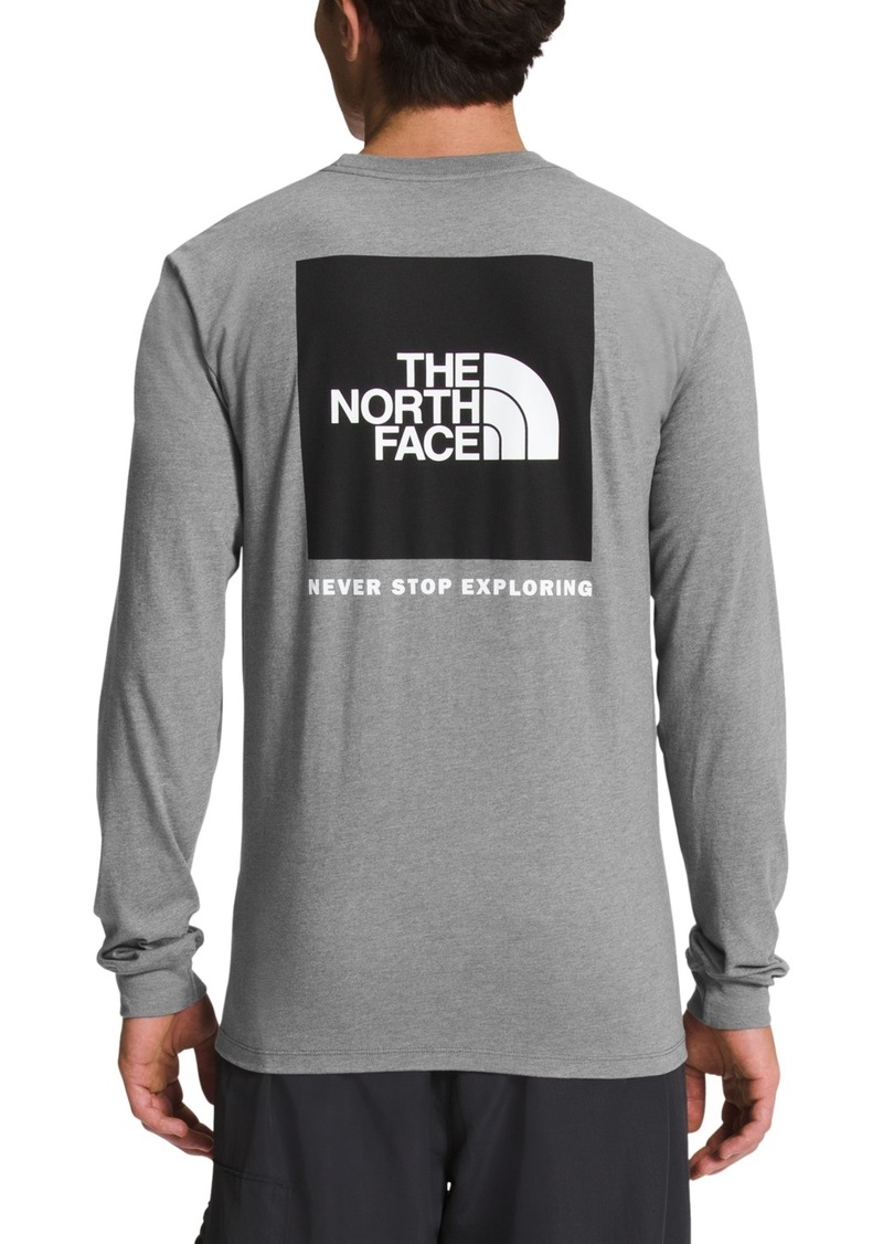 The North Face Men's Box Nse Standard-Fit Logo Graphic Long-Sleeve T-Shirt - Tnf Medium Grey Heather/tnf Black
