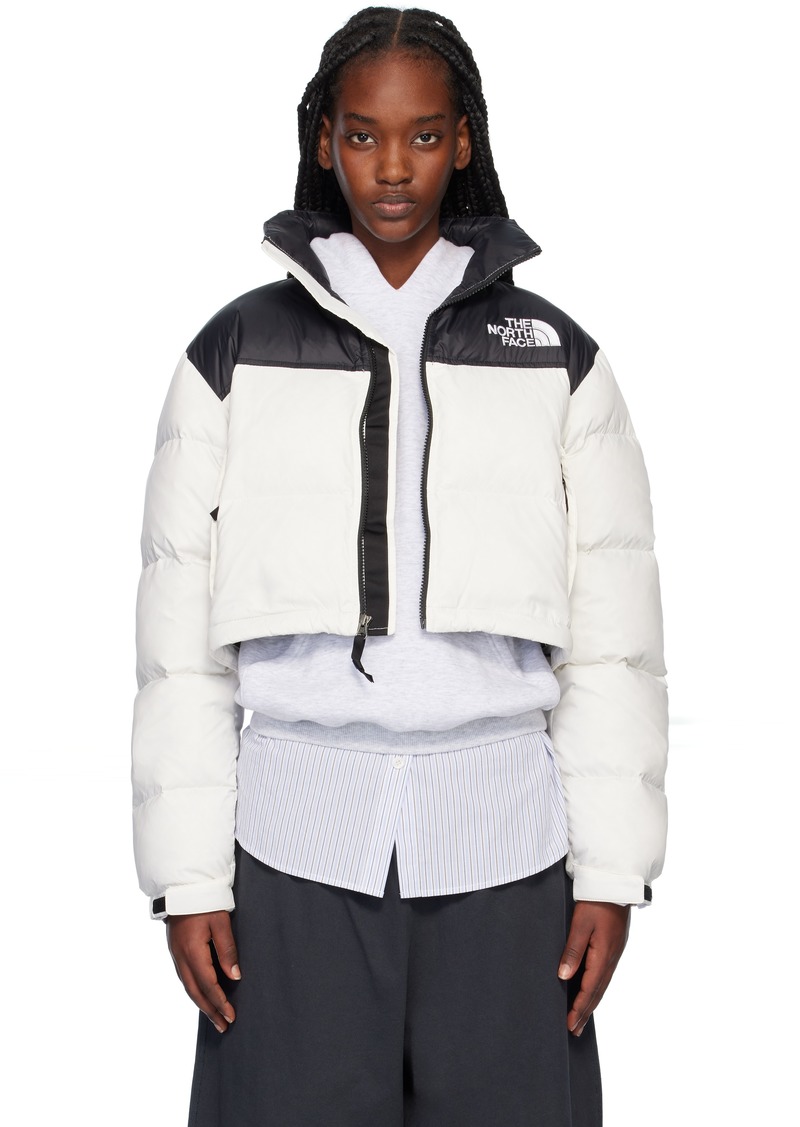 The North Face White & Black Nuptse Short Down Jacket