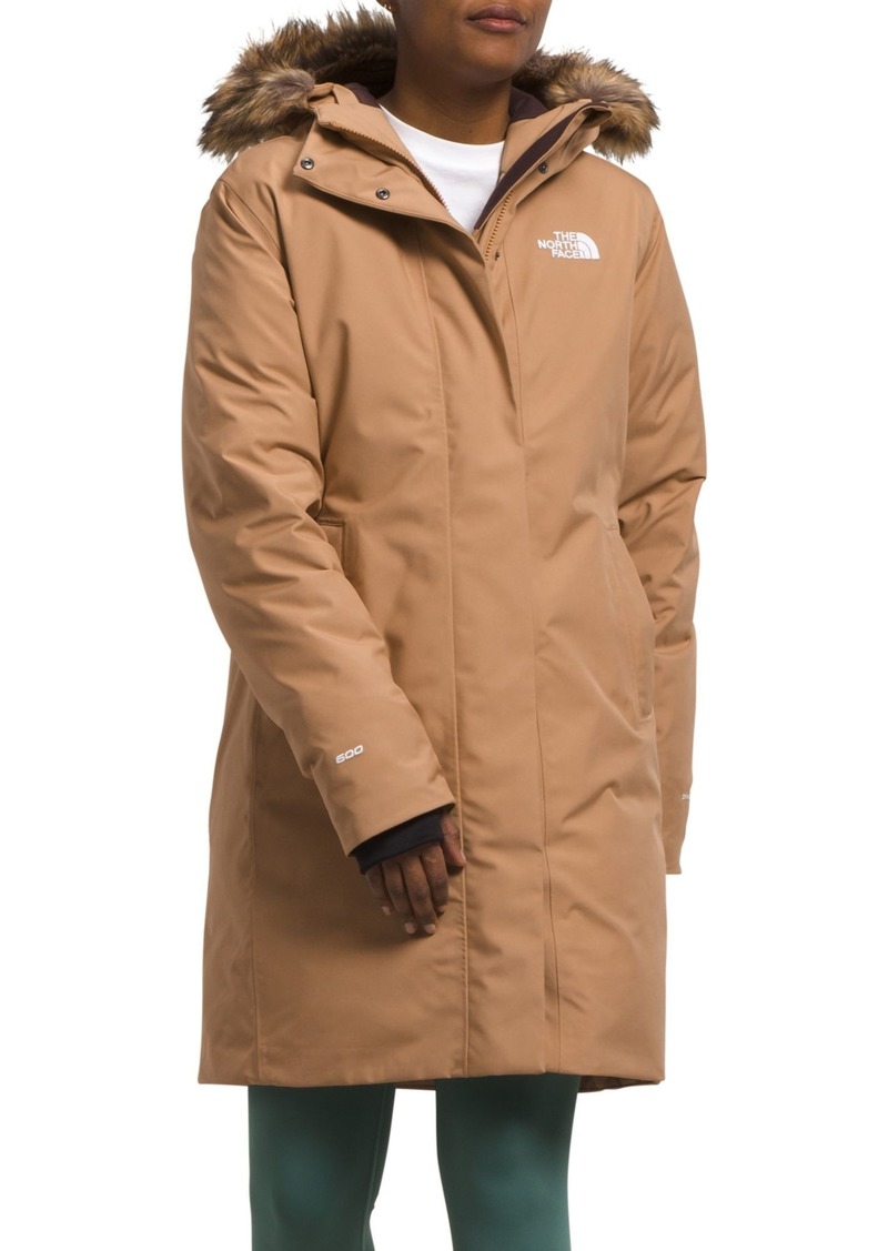 The North Face Women's Arctic Parka, XL, Almond Butter/Almond Butter TNF Monogram Large Print