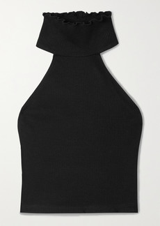 The Range Cropped Ribbed Stretch-tencel Lyocell And Cotton-blend Turtleneck Top