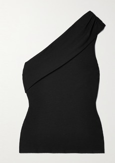 The Range One-shoulder Ribbed Stretch-tencel Lyocell And Cotton-blend Top