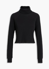THE RANGE - Cropped waffle-knit cotton-blend turtleneck sweater - Black - XS