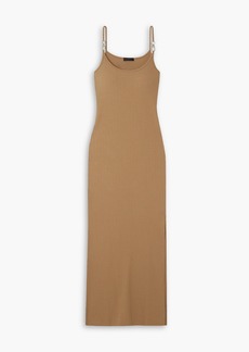 THE RANGE - Embellished ribbed stretch-cotton jersey midi dress - Brown - M
