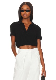 The Range Sueded Jersey Bubble Cropped Polo