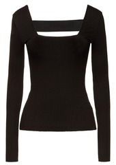 The Range Woman Alloy Cutout Ribbed Jersey Top Black