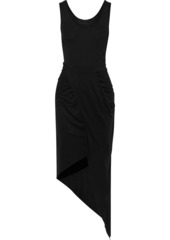 The Range Woman Asymmetric Draped Modal-blend Jersey Dress Black
