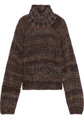 The Range Woman Fog Marled Brushed Open-knit Sweater Chocolate