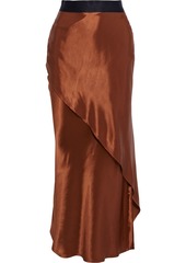 The Range Woman Wrap-effect Satin Maxi Skirt Copper