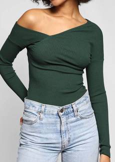 The Range Tilted Alloy Rib Knit Top In Emerald