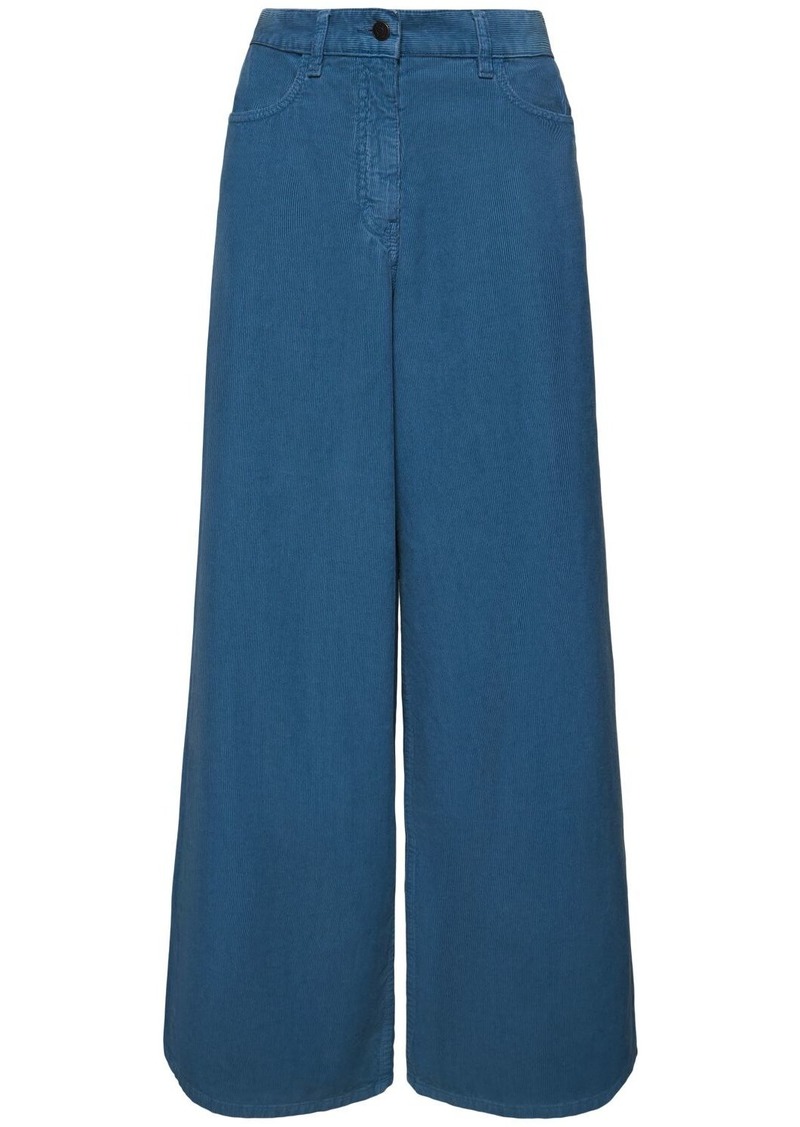 The Row Chan Velvet Mid Rise Wide Pants