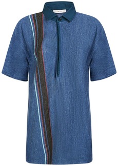 The Row Eddie Linen Polo Shirt W/stripe